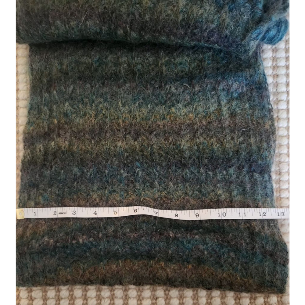 Women's H&M One Size Teal Brown Striped Mohair Blend Long Wide Knitted Scarf - Picture 3 of 5